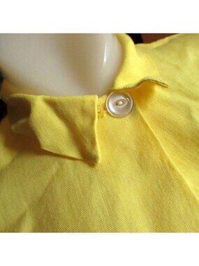XS True Vintage Top 70's Yellow 3/4 Sleeve Button-Up Cotton Long Shirt Women